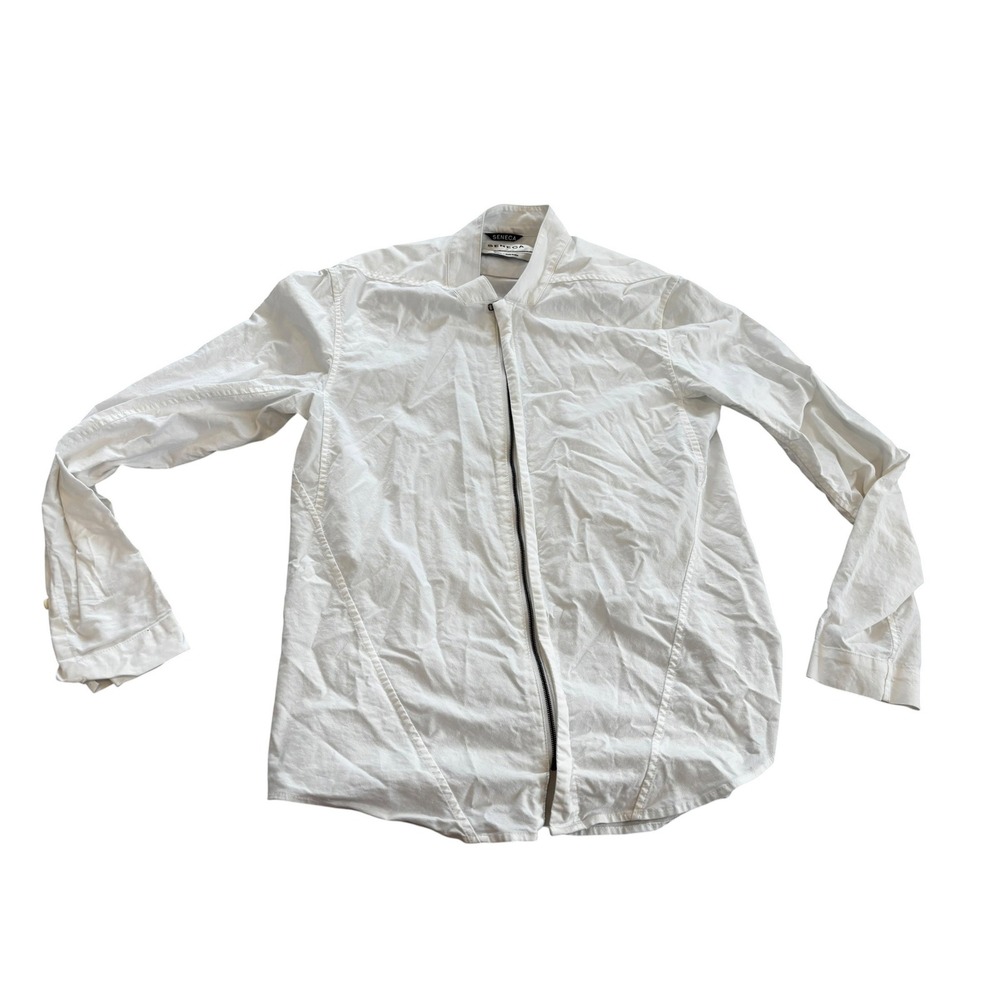 Seneca Zip Front Shirt Medium White Minimalist Made in USA Techwear